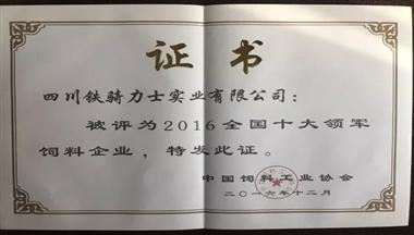 鐵騎力士集團榮膺2016全國十大領(lǐng)軍飼料企業(yè)